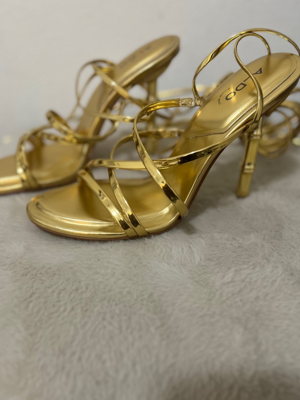 ALDO Gold Strappy Wrap-Heel Sandals